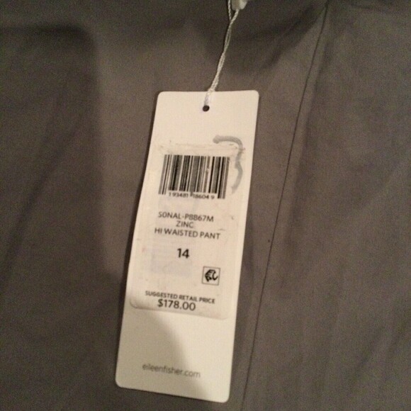 Eileen Fisher Womens Organic Cotton Stretch Poplin Hi Waisted Pants Gray… - Picture 8 of 8